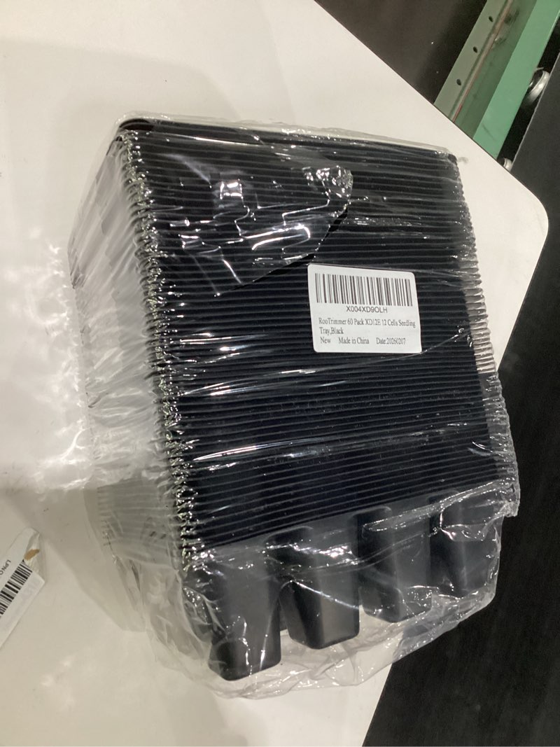 Condition photo showing Good Condition for rootrimmer 60 pack reusable 12-cell seed starter tray, plant starter trays with large drainage holes for seed germination, easy to repotted, fits standard 1020 flats and td377 trays, black black 12 cells-60p