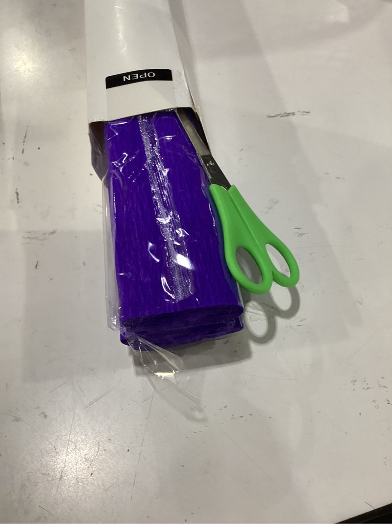 Condition photo showing As Is for crepe paper roll (17inch x 8.2ft),3rolls,crepe paper,diy gift color paper flowers set for mother's day, valentine's day, birthday and wedding decoration flowers making (purple)