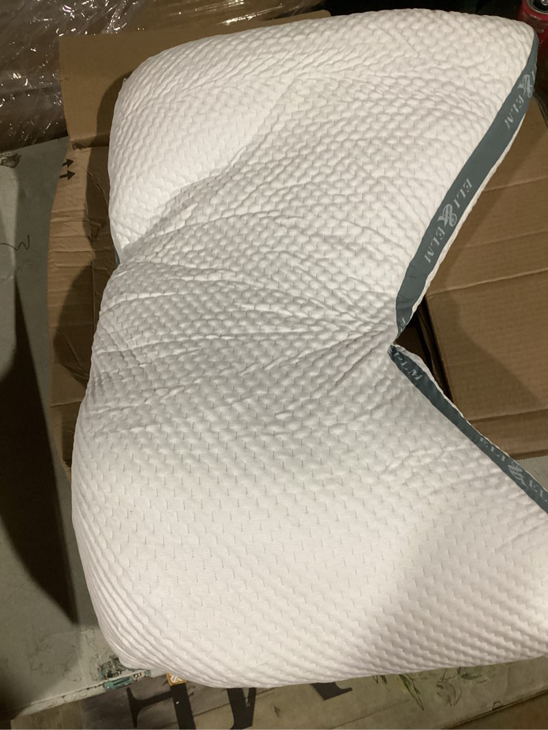 Condition photo showing As Is for Eli & Elm | Best Ergonomic Side Sleeper Pillow for Neck Pain. Supportive Cooling Latex Fill with Luxury Breathable Cover. U-Shape Contoured Design. Queen Size Bed Pillow. (Pillow & Pillow Case) Pillow & Pillow Case Latex