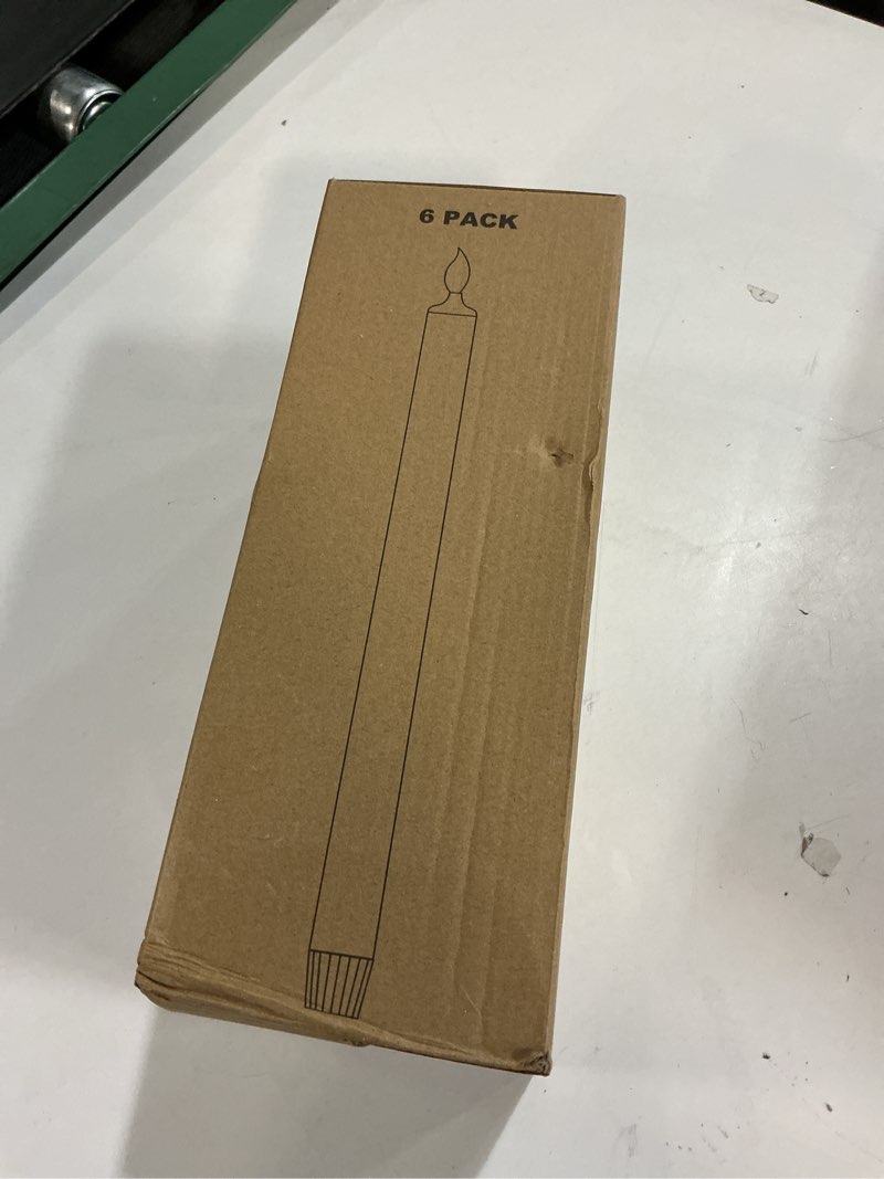 Condition photo showing New/Like New for Eldnacele Flameless Battery Operated Flickering Taper Candles with Remote Timer, LED Window Candles with Suction Cups, Set of 6 Gold Holders for Party Home Christmas Decoration