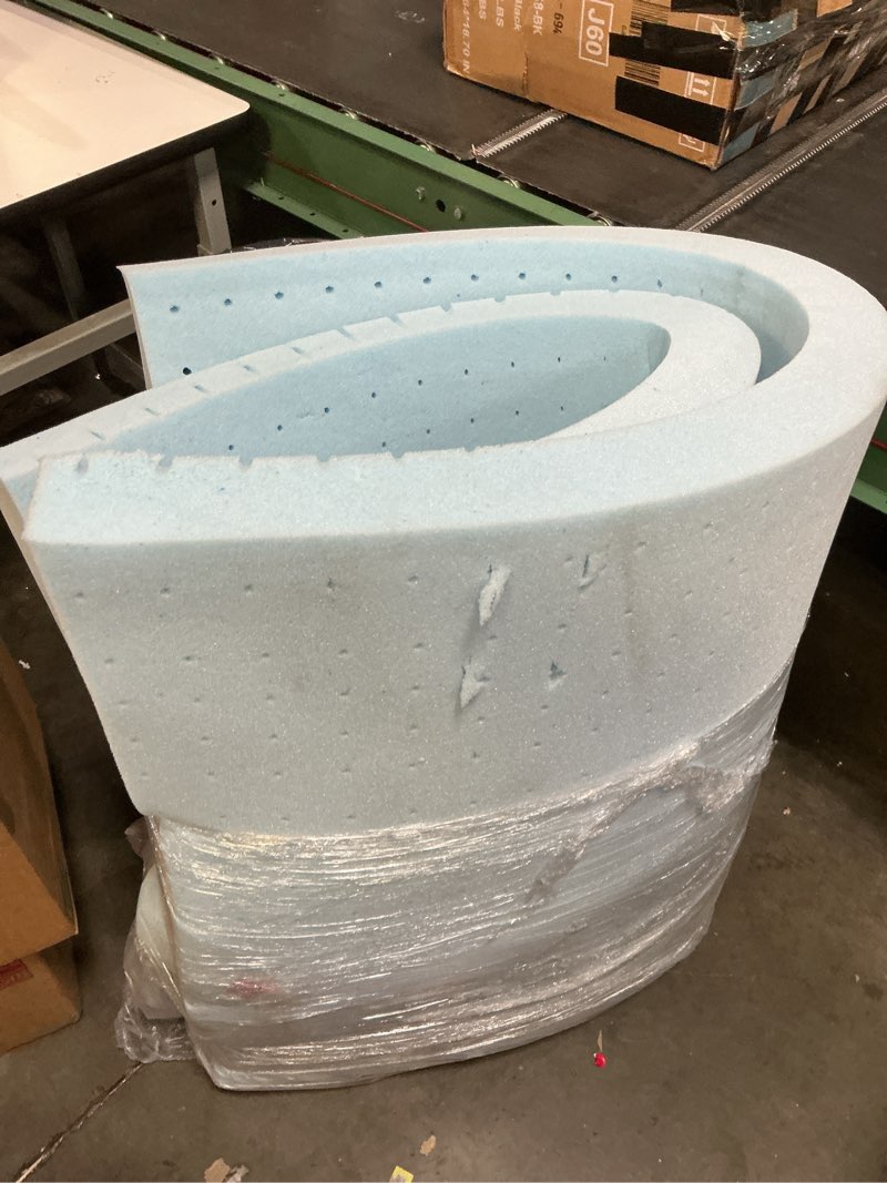 Condition photo showing As Is for EGO Topper 3 Inch Full Memory Foam Mattress Topper, Gel Foam Mattress Topper for Pressure Relief, Ventilated Design Bed Topper in a Box, CertiPUR-US Certified, Medium