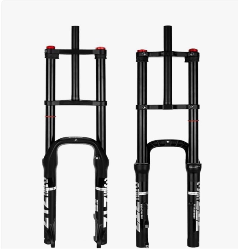 bucklos 20 inch 4.0 fat tire bike suspension fork, 180mm travel 135mm spacing hub 9mm qr ebike oil m