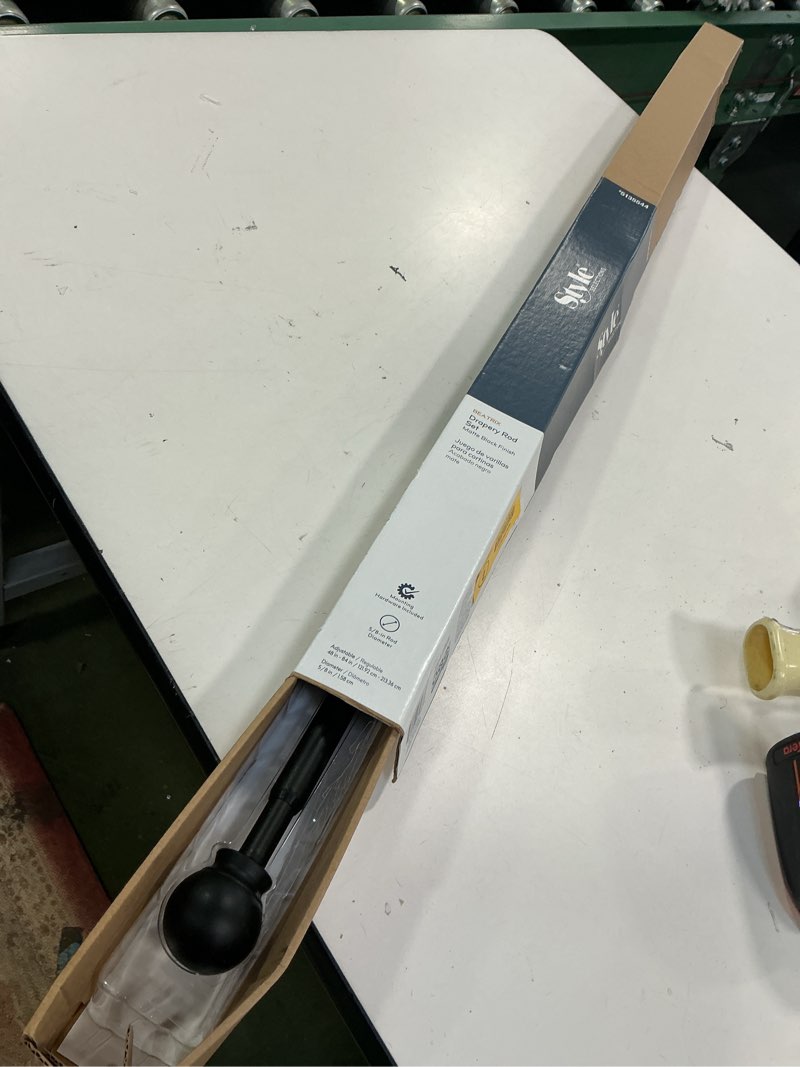 Condition photo showing As Is for 5135544 style drapery rod set matte black finish