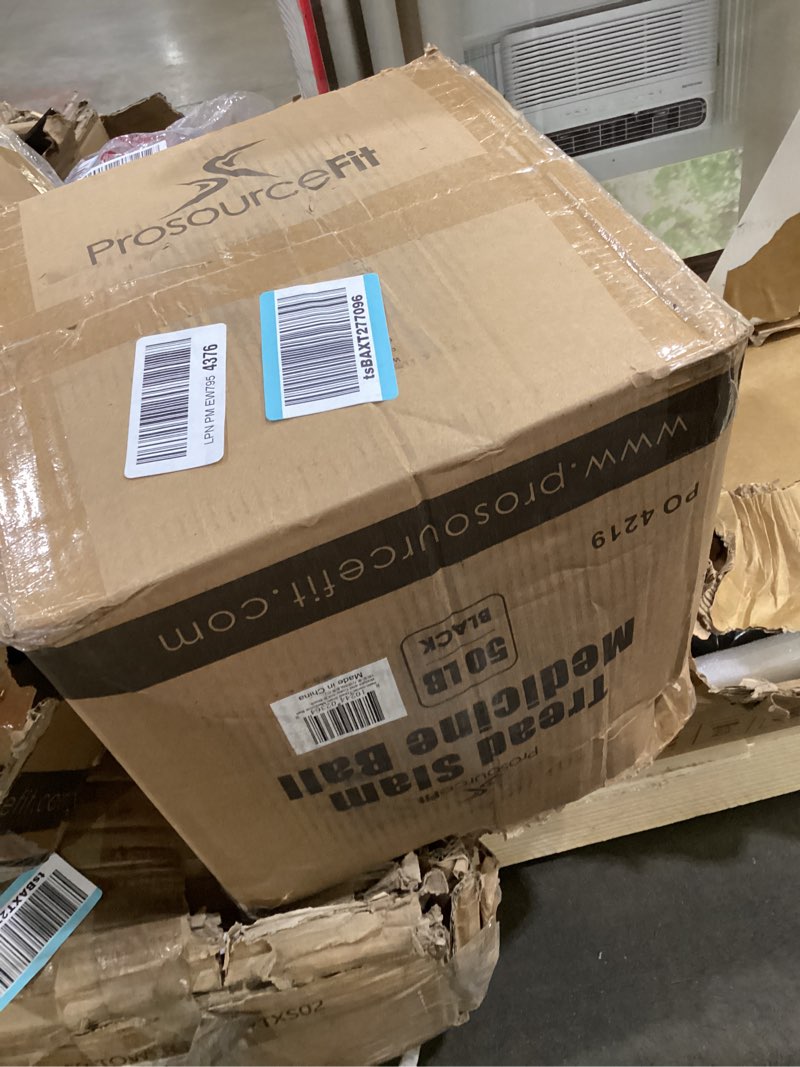 Condition photo showing As Is for Incomplete only one 50 LB ball*ProsourceFit Slam Medicine Balls 5, 10, 15, 20, 25, 30, 50 lbs Smooth and Tread Textured Grip Dead Weight Balls for Cross Training, Strength and Conditioning Exercises, Cardio and Core Workouts Tread - Black 50 LB