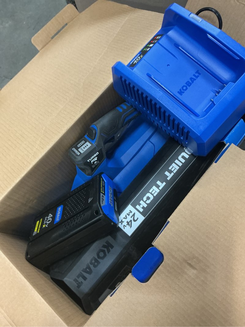 Condition photo showing Good Condition for kobalt 40-volt 600-cfm 130-mph battery handheld leaf blower 4 ah battery included charger included