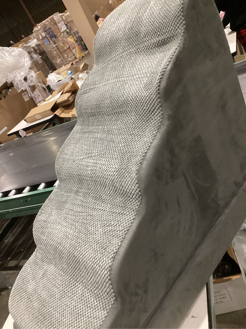 Condition photo showing As Is for Dog Stairs for Bed 28.7”H, 5-Step Dog Ramp, Non-Slip Sturdy Pet Steps for Small Dogs & Cats to get on High Bed or Couches, Grey