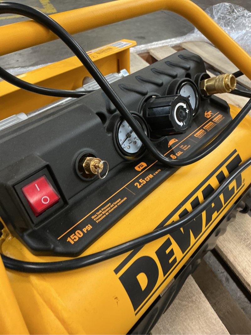 Condition photo showing As Is for dewalt air compressor for trim, 200-psi max, quiet operation (dwfp55130)