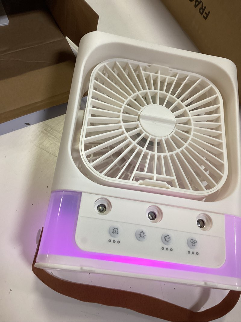 Condition photo showing Good Condition for portable air conditioners, 2000mah rechargeable mini air cooler fans, 500ml personal portable ac unit with 3 speed, 2 spray, 7 color, 3 timer, small desktop cooling fan for bedroom office (white)