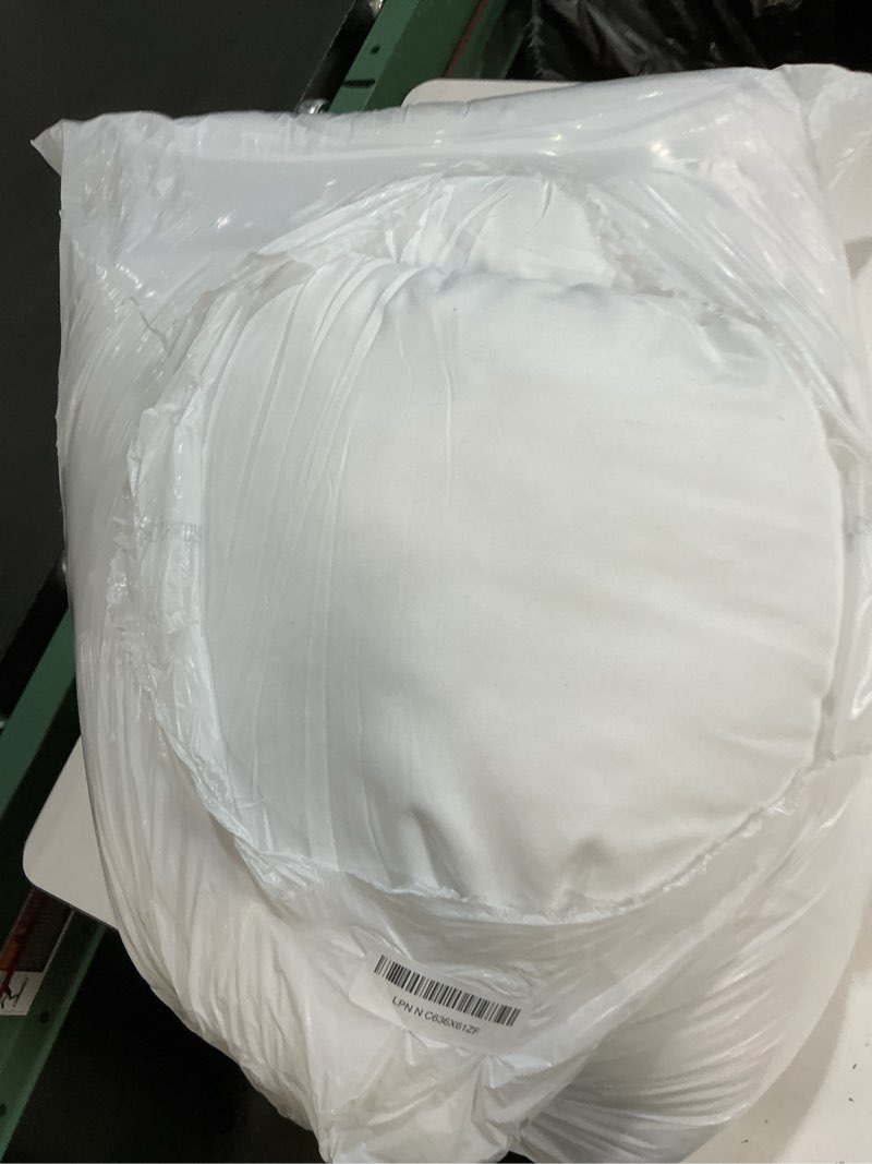 Condition photo showing As Is for edow throw pillow inserts, set of 4 lightweight down alternative polyester pillow, couch cushion, sham stuffer, machine washable. (white, 24x24) 24"x24"