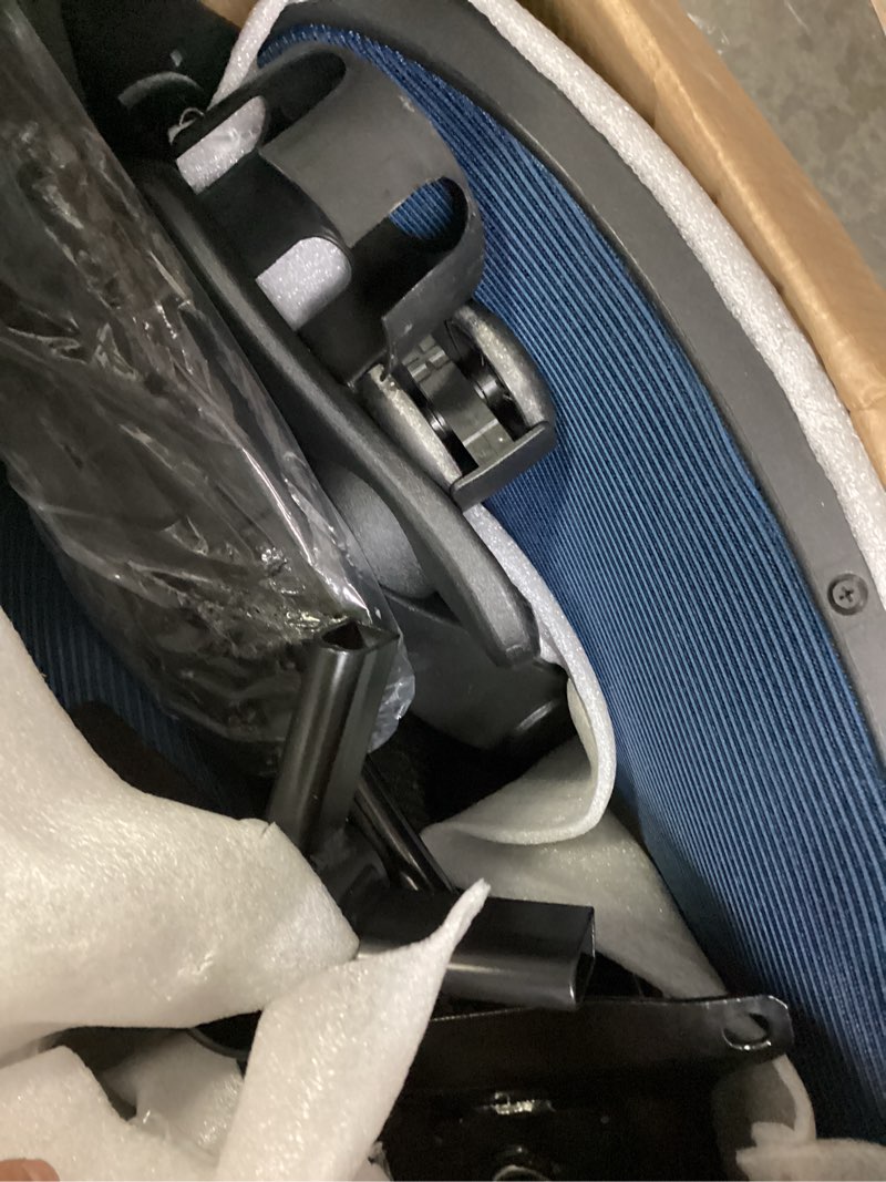 Condition photo showing Good Condition for Drafting Chair Tall Office Chair with Flip-up Armrests, Adjustable Height, Enhanced Lumbar Support Ergonomic Rolling Stool, Back Support, Adjustable Foot Rest Ring for Standing Desk Navy 934W-Z Navy