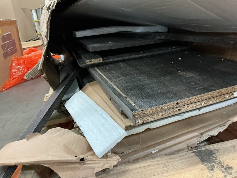 Condition photo showing As Is for DWVO 76" Storage Cabinets, Freestanding Kitchen Pantry with Adjustable Shelves & Drawers, Farmhouse 