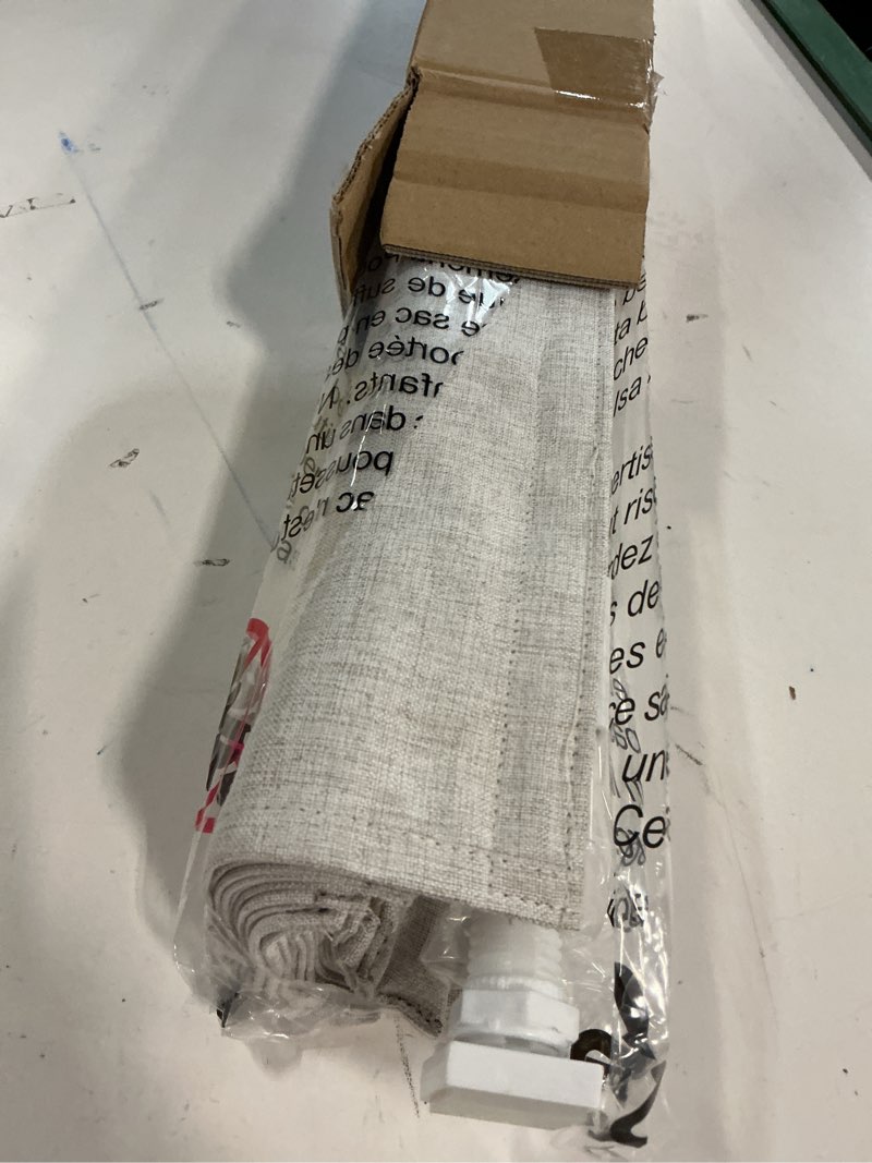 Condition photo showing As Is for LazBlinds No Drill Roman Shades for Windows, Cordless Blackout Window Shades with UV Protection, Polyester Fabric for Bedroom & Living Room, 23" W x 64" H, Natural Blackout - Faux Linen - Natural 23"W x 64"H