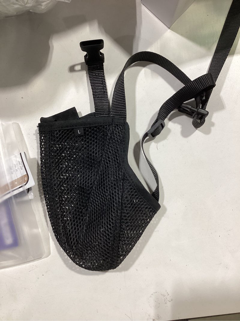 Condition photo showing Good Condition for mayerzon dog muzzle, patented soft mesh muzzle for small medium large dogs for scavenging biting licking and chewing, allows to pant and drink (l, black) black l-(snout:11"-12¼")