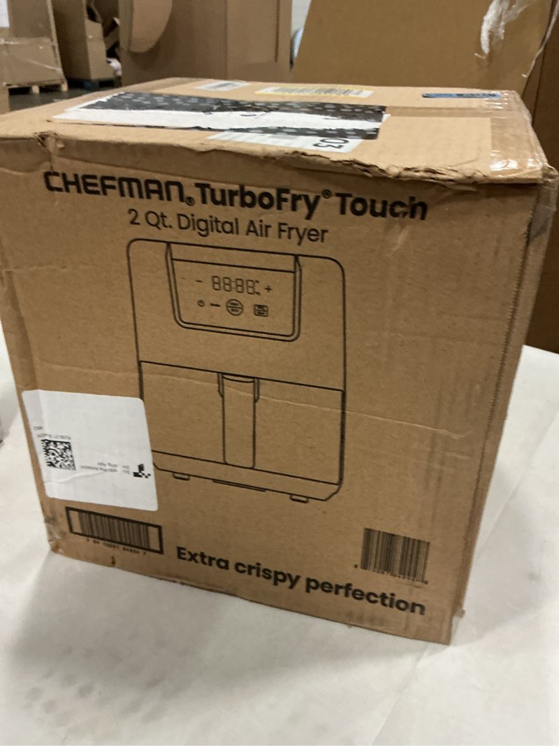 Condition photo showing New/Like New for chefman 2 qt mini air fryer ‚äì digital space-saving compact air fryer with nonstick and dishwasher safe basket quick & easy meals in minutes features digital timer and shake reminder ‚äì black 2 quart black