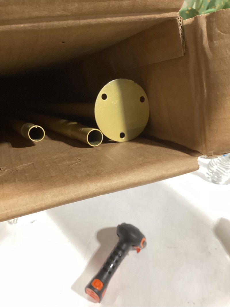 Condition photo showing As Is for Partition Curtain Rod, U Shaped Curtain Rod with Flat Hooks, Wall Mounted Metal Privacy Partition Rods for Fitting Room Beauty Salon Spa Bedroom Hospital (Gold, 6.56ft) Gold 6.56ft