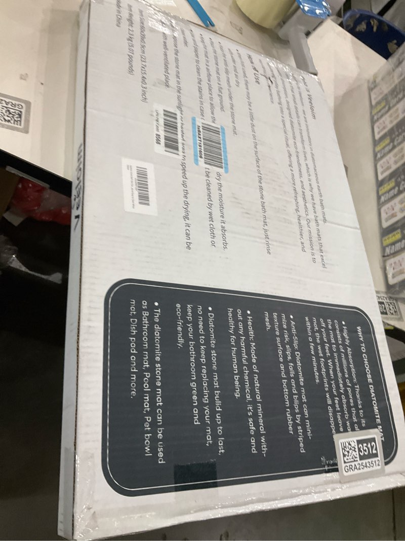 Condition photo showing New/Like New for Stone Bath Mat Diatomaceous Earth Shower Mat Non-Slip Super Absorbent Diatomite Stone Bath Mats for Bathroom Floor Quick Drying Natural Easy to Clean(23.6''×15.4" White)