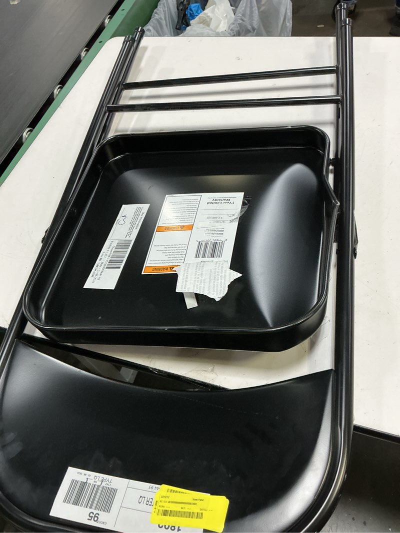 Condition photo showing As Is for mainstays all-steel metal folding chair, double braced, black