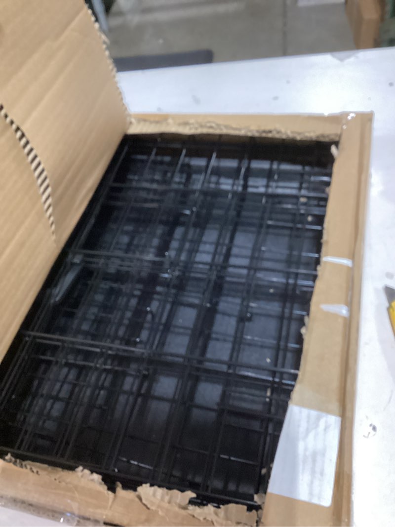 Condition photo showing As Is for BestMassage Dog Crate Dog Kennel Cage with Double Door,24 inch Folding Metal Wire Dog Cage with Removable Tray&Divider Panel,Pet Crate for Small Dogs,Black