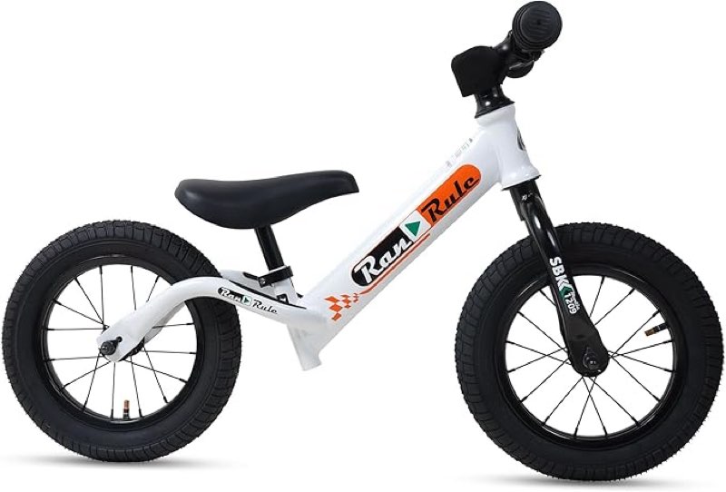 Royalbaby RanRule Kids Balance Bike Toddlers Age 2~5 Years Durable Carbon Steel Frame 12 Inch, White