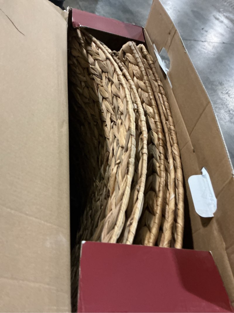 Condition photo showing As Is for 36in Large Christmas Tree Collar - Woven Hyacinth Tree Collars for Artificial Trees - Rattan Rustic Farmhouse Basket for Tree Base Cover with Cord Cut-Out for 7.5ft 9ft 10ft Tree (Natural) 36" Natural
