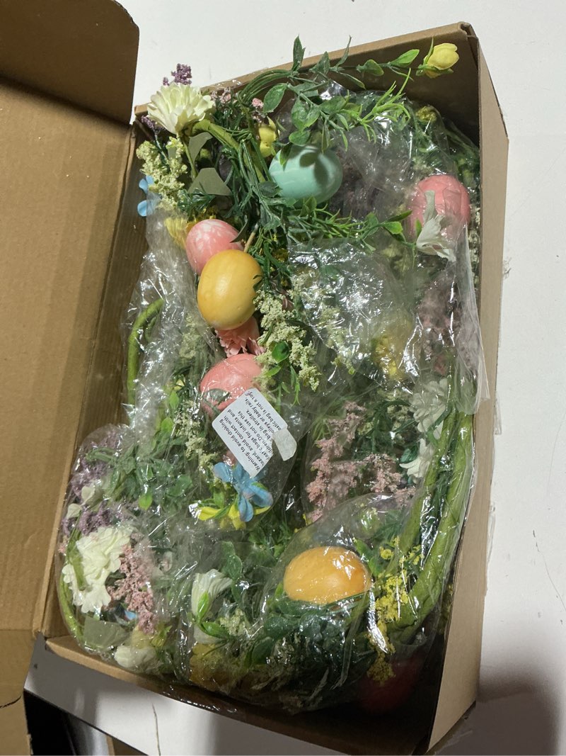 Condition photo showing Good Condition for 6ft easter egg garland easter decorations spring flower garland for mantle gifts home decor wall window table egg garland with flowers
