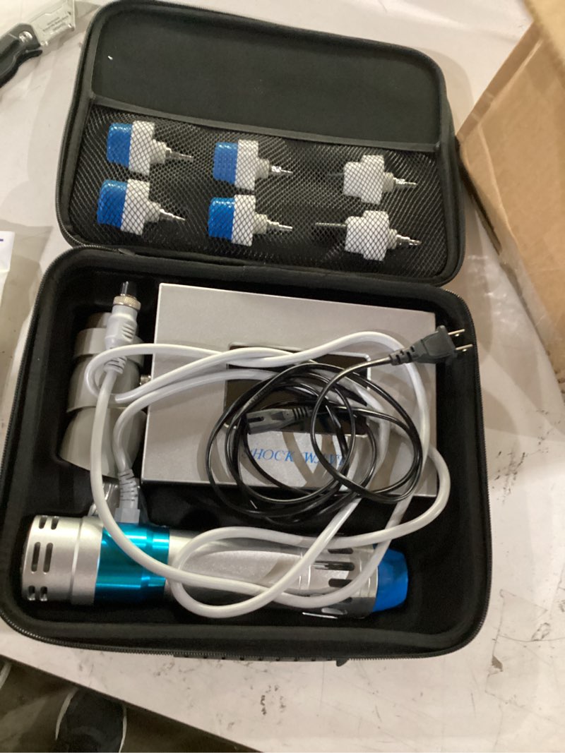 Condition photo showing Good Condition for shockwave therapy machine extracorporeal shock wave therapy device 7in1 focused shockwave therapy machine pain relief at home for body feet knees, silver