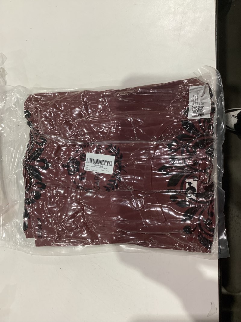 Condition photo showing New/Like New for Gardenwed Women's Sleeveless Wide Leg Jumpsuit, Elegant Side Split High Waist Palazzo Pants Romper with Pockets Button Detail Burgundy S