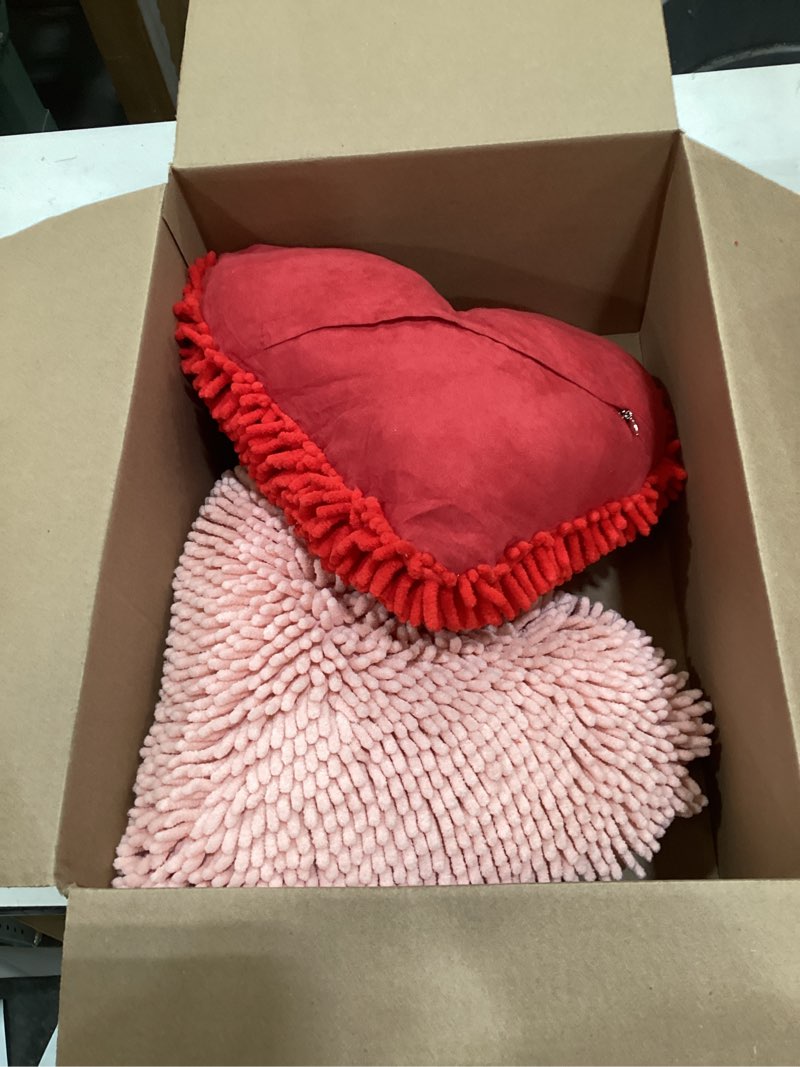 Condition photo showing Good Condition for Barydat 2 Set 17 Inch Red Heart Shaped Pillows Valentines Heart Throw Pillows Decorations for Valentine Gift Living Room Sofa Office Sofa Cars Chairs (Red,White) Red, White 2