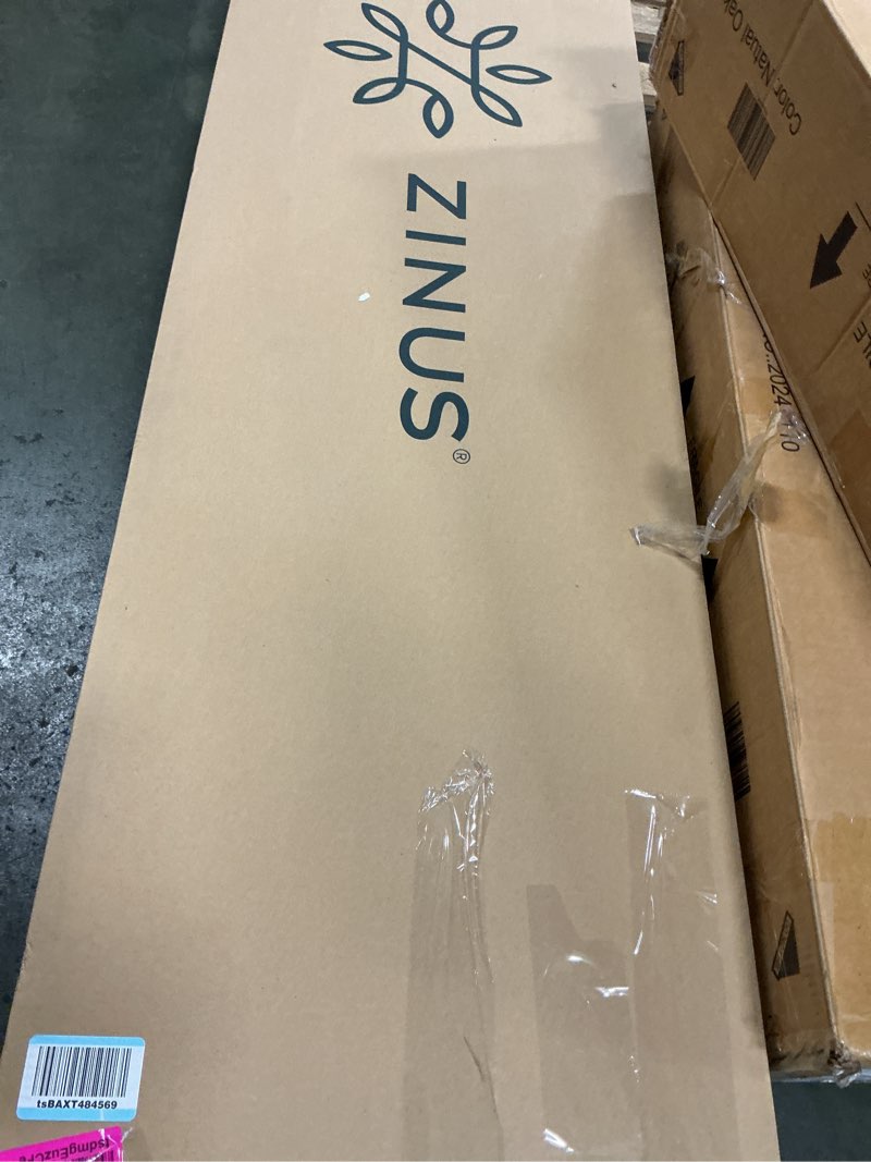 Condition photo showing New/Like New for Zinus Vivek Deluxe Wood Platform Bed Frame with Headboard, Wood Slat Support, No Box Spring Needed, Easy Assembly, King Antique Espresso King Wood Frame with Headboard