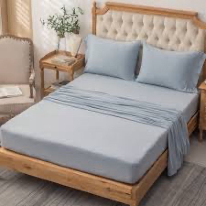 PURE ERA Jersey Knit 4pc Bed Sheet Set 100% T-Shirt Cotton Super Soft Comfy Breathable Fits Mattress