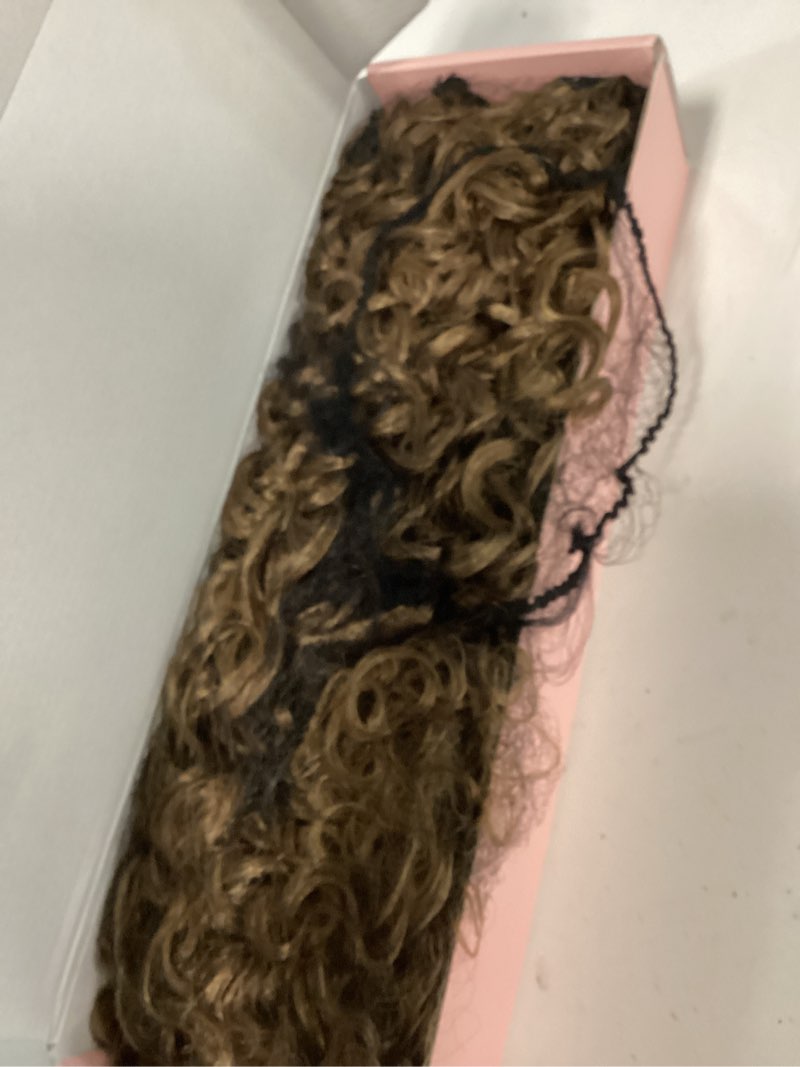 Condition photo showing As Is for flufymooz clip in hair extensions, 4pc 100? pure protein silk hair extensions long soft natural hairpiece 20 inch curly hair extension for women-medium brown to light brown 20 inch medium brown to light brown