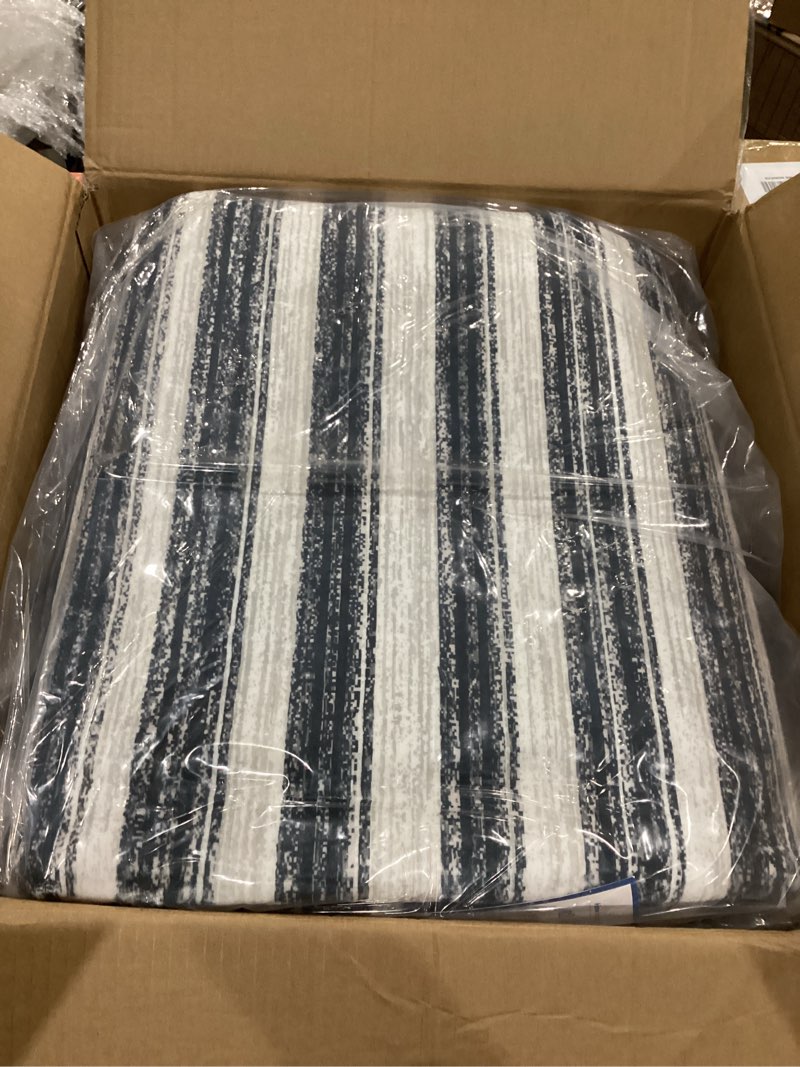 Condition photo showing As Is for GarveeHome Beige Black 9x12 Washable Area Rug for Living Room: Modern Striped Washable Living Room Area Rug Striped Modern Non Slip Low Pile Carpet for Bedroom Soft Stain-Resistant Carpet. Beige Black 9' x 12' (Rectangular)