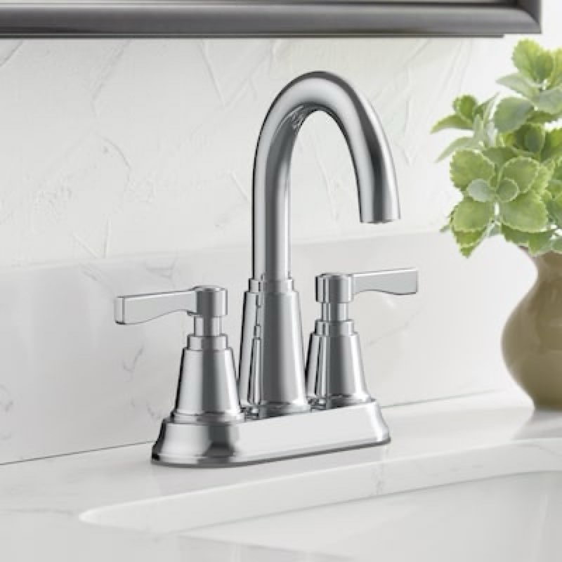 allen + roth townley polished chrome 4-in centerset 2-handle watersense