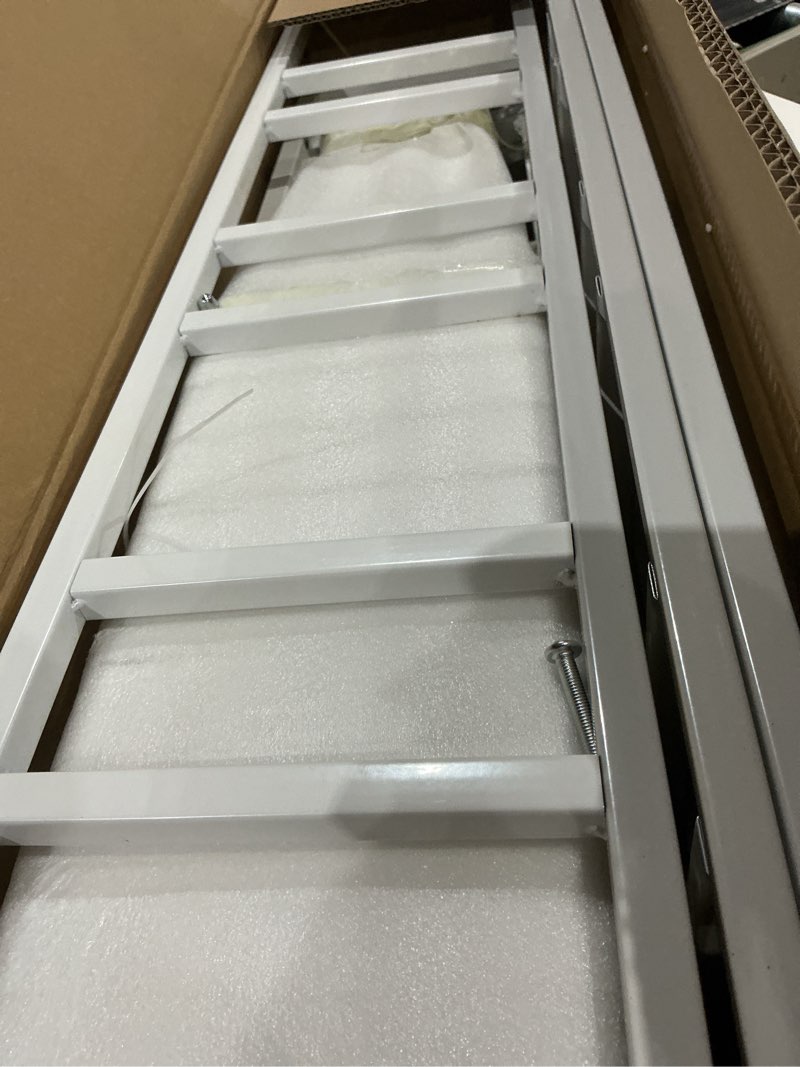 Condition photo showing Good Condition for flower display stand with 12 buckets, flower cart 3 layers white metal flower bar stand with wheels, moving florist bouquet shelf for weddings florist indoor outdoor patio garden living room 37"l x 23.62"w x 31.5"h white
