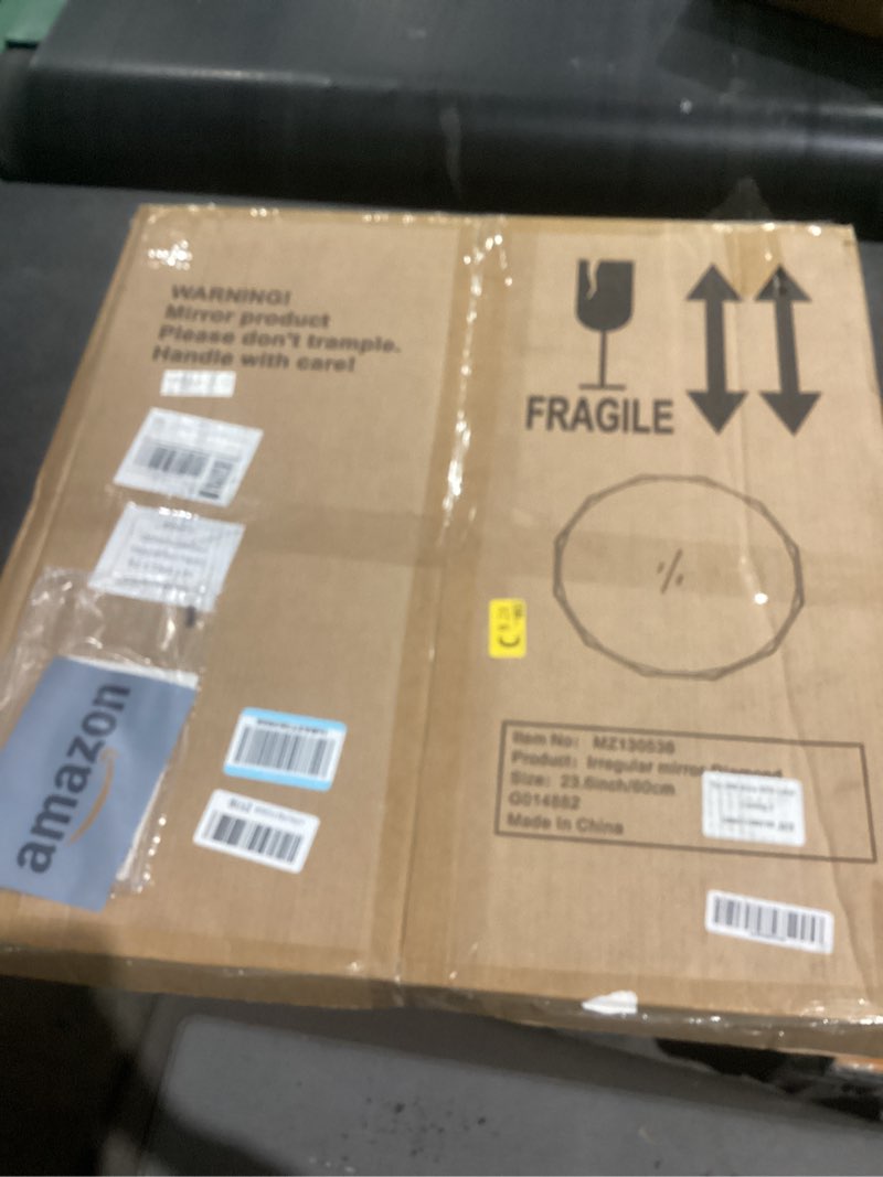 qdssdeco 24" x 24"beveled edge frameless wall mount mirror, irregular shaped, unique vanity mirror, 