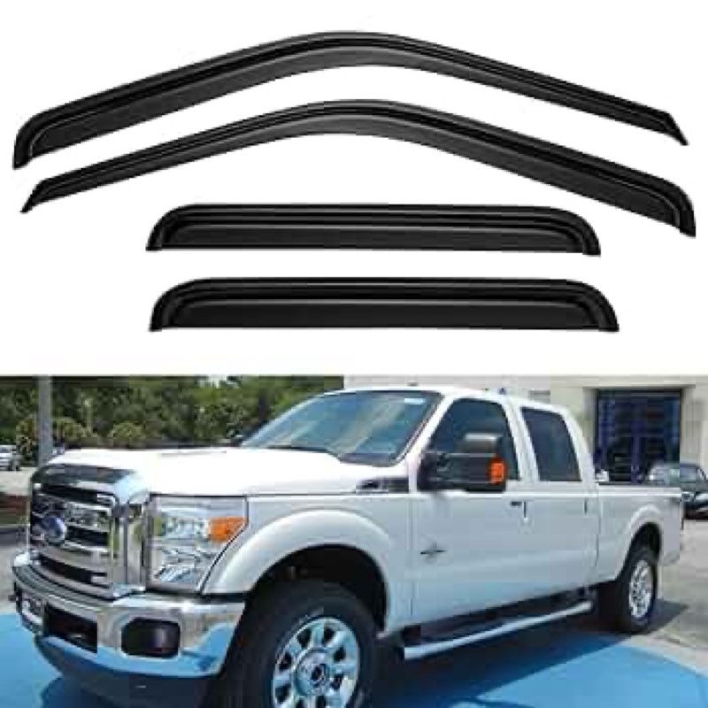 kpy window visor compatible with 1999-2016 ford f250 f350 f450 f550 super duty supercrew, rain guard