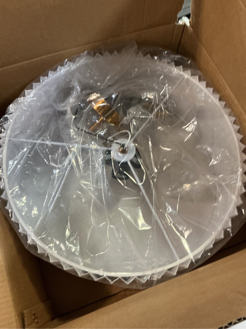 Condition photo showing Good Condition for bargeni 16.5 inch semi flush mount ceiling light fixture,gold finish with pleated fabric shade,3-light flush mount ceiling light,modern light fixtures ceiling mount for bedroom,hallway,nursery room gold 16.5inch