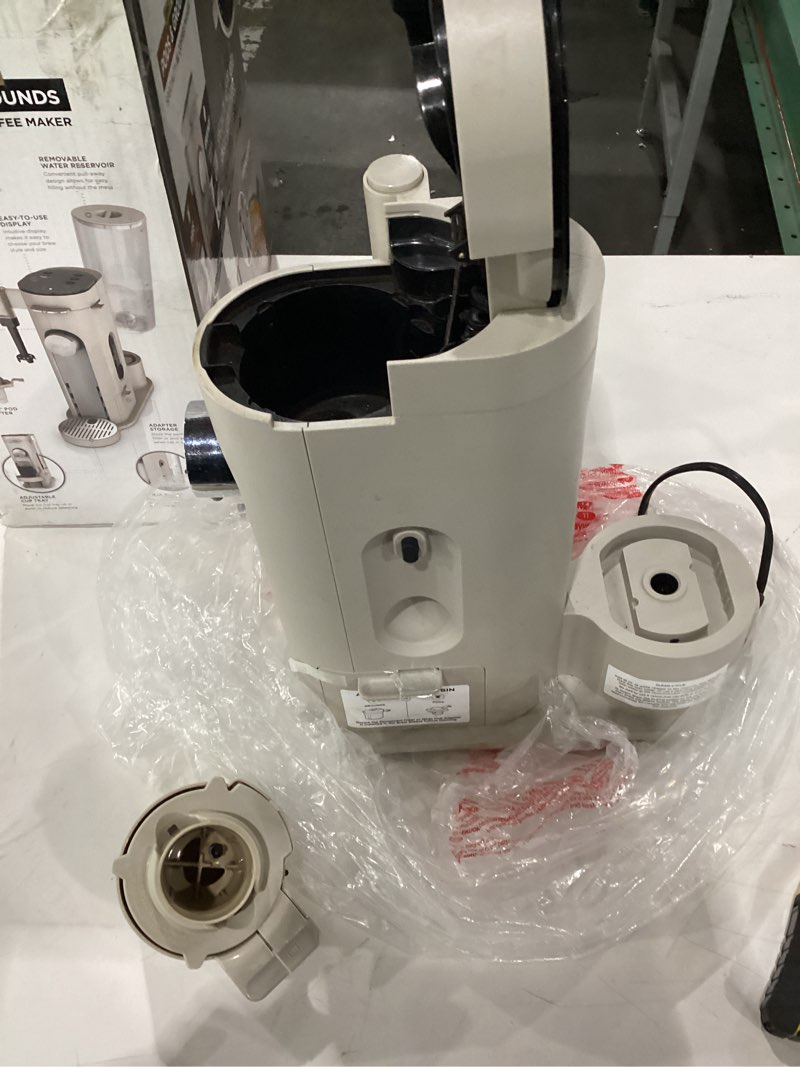 Condition photo showing As Is for Ninja Pod & Grounds | Coffee Maker | XL Single-Serve | K-Cup Pod Compatible | Brews Grounds | Compact Design | Built-In Milk Frother | 68-oz. Reservoir, 6-oz. Cup to 24-oz. Mug Sizes | Stone |PB055AST