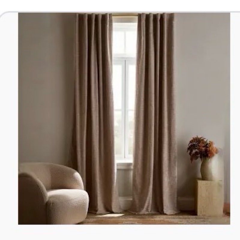 textured cotton room darkening curtain, 48x84, flax