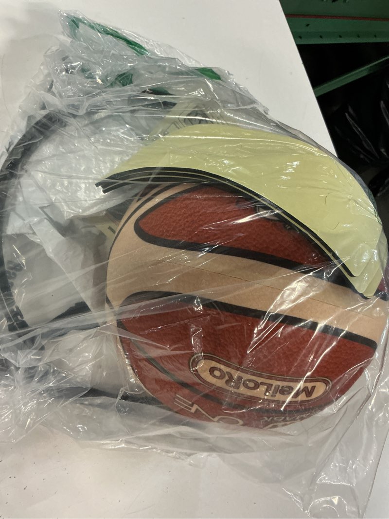 Condition photo showing As Is for silent basketball with indoor basketball hoop-size 7, soundless, new 3d grooveed airless foam for quiet dribbling and indoor training brown
