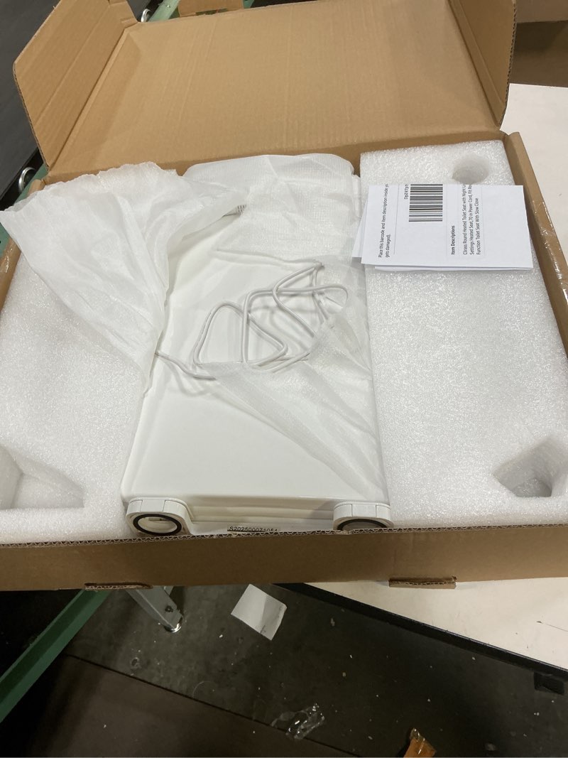 Condition photo showing Good Condition for clirass round heated toilet seat with night light, three temperature settings heated seat,70 in power cord, fit round toilet, cold water bidet function toilet seat with slow close round heated seat