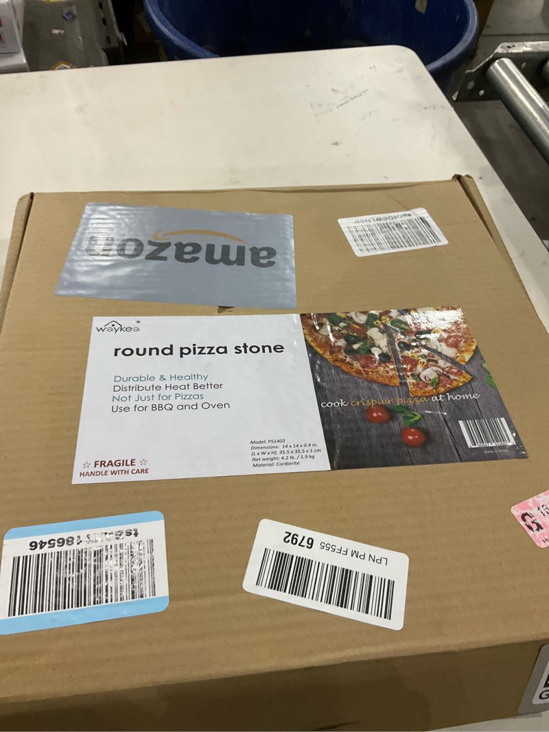 Condition photo showing New/Like New for 14 Inch Pizza Stone Cordierite Baking Stone for Oven & Grill, Heavy Duty BBQ Grilling Pizza Pan Large Oven Stone for baking, Ideal for Cooking Crispier Crust Pizza, Bread and More
