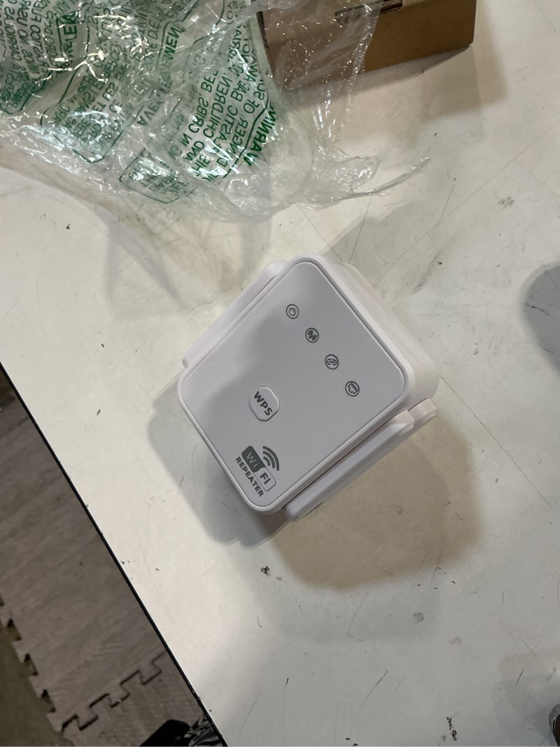 Condition photo showing Good Condition for 1200mbps wifi extender signal booster for home, dual band 5ghz/2.4ghz wireless internet repeater with 4 external antennas, covers up to 3600 sq.ft & supports 80 devices, ap mode with ethernet port white