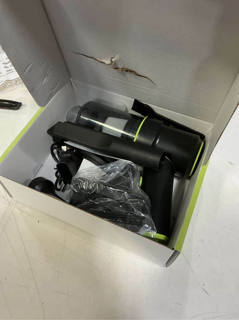 Condition photo showing New/Like New for KMM Handheld Car Vacuum Portable Cordless 12000PA, 2 in 1 Handheld Vacuum Cleaner and Air Duster with Multi-Nozzles and LED Light, Mini Hand Held Vacuum Rechargeable for Home, Car, Office, Pet Hair Green