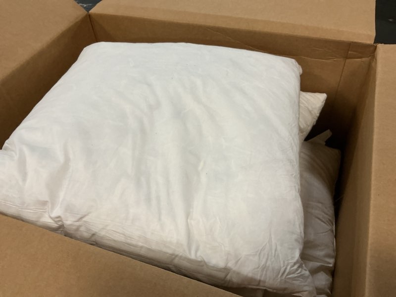 Condition photo showing As Is for MIULEE Pillow Inserts 20x20 Inch Set of 4, Feather Mix Polycotton with Cotton Fabric Square Decorative Throw Pillows for Couch Bed Sofa 4 20x20 Inch
