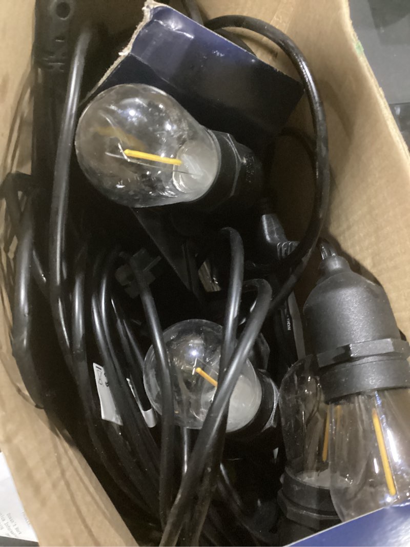 Condition photo showing Good Condition for harbor breeze 48-ft solar black indoor/outdoor string light with 20 white -light led edison bulbs