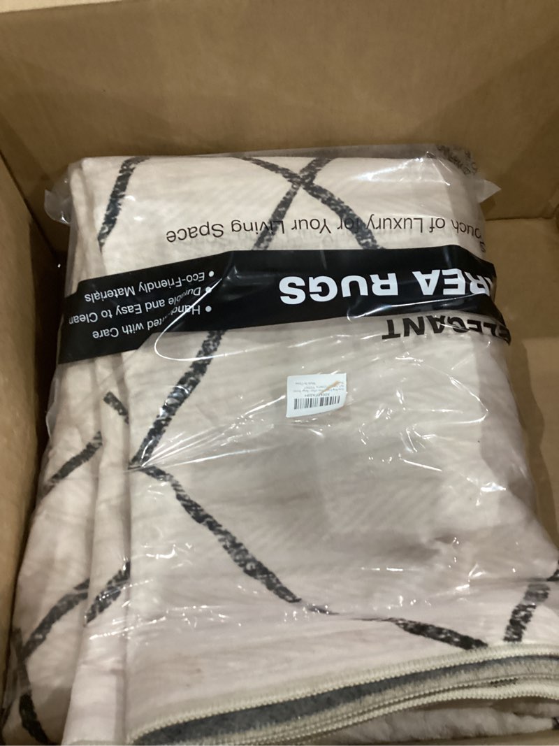 Condition photo showing Good Condition for Area Rug Living Room Rugs - 5X7 Washable Boho Farmhouse Bohemian Neutral Large Moroccan Geometric Soft No Slip Indoor Thin Floor Carpet for Bedroom Under Dining Table Home Office - Beige Beige 5' x 7' (Rectangular)