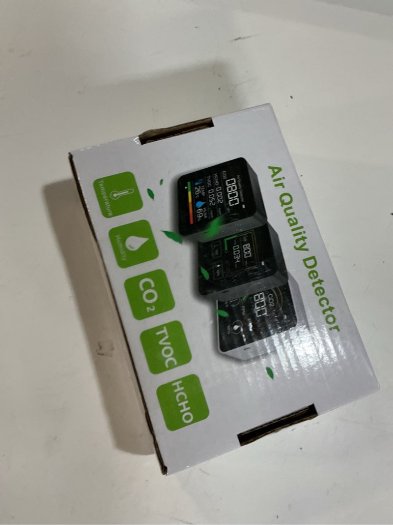 Condition photo showing New/Like New for 9-in-1 indoor air quality monitor: detects pm2.5, pm1.0, pm10, co2, co, tvoc, hcho, temperature & humidity for home, office, school & hotel