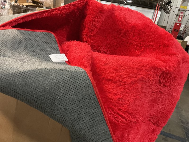 Condition photo showing Good Condition for amearea premium soft fluffy area rug modern shag carpet, 3x5 feet, fuzzy shaggy rugs for bedroom living room teen apartment decor, comfortable indoor furry dorm carpets, red 3' x 5' (rectangular) red