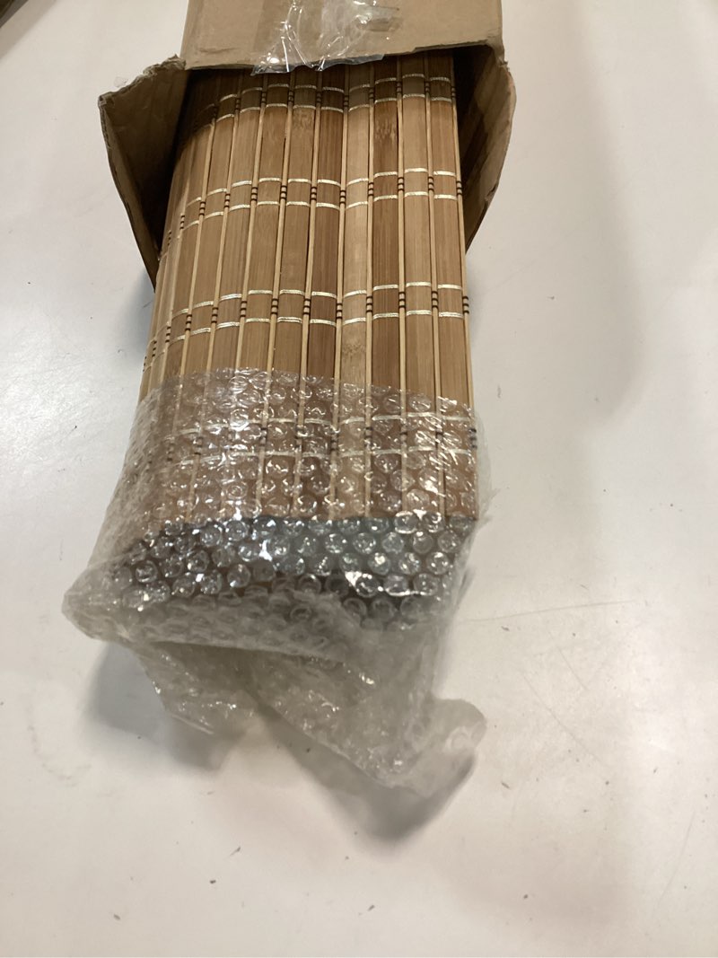 Condition photo showing Good Condition for LazBlinds No Tools No Drill Cordless Bamboo Roman Shades, Light Filtering Window Treatment, Roll Up Bamboo Blinds for Windows 26'' W x 64'' H, Brown Light Filtering-brown206 26" W x 64" H